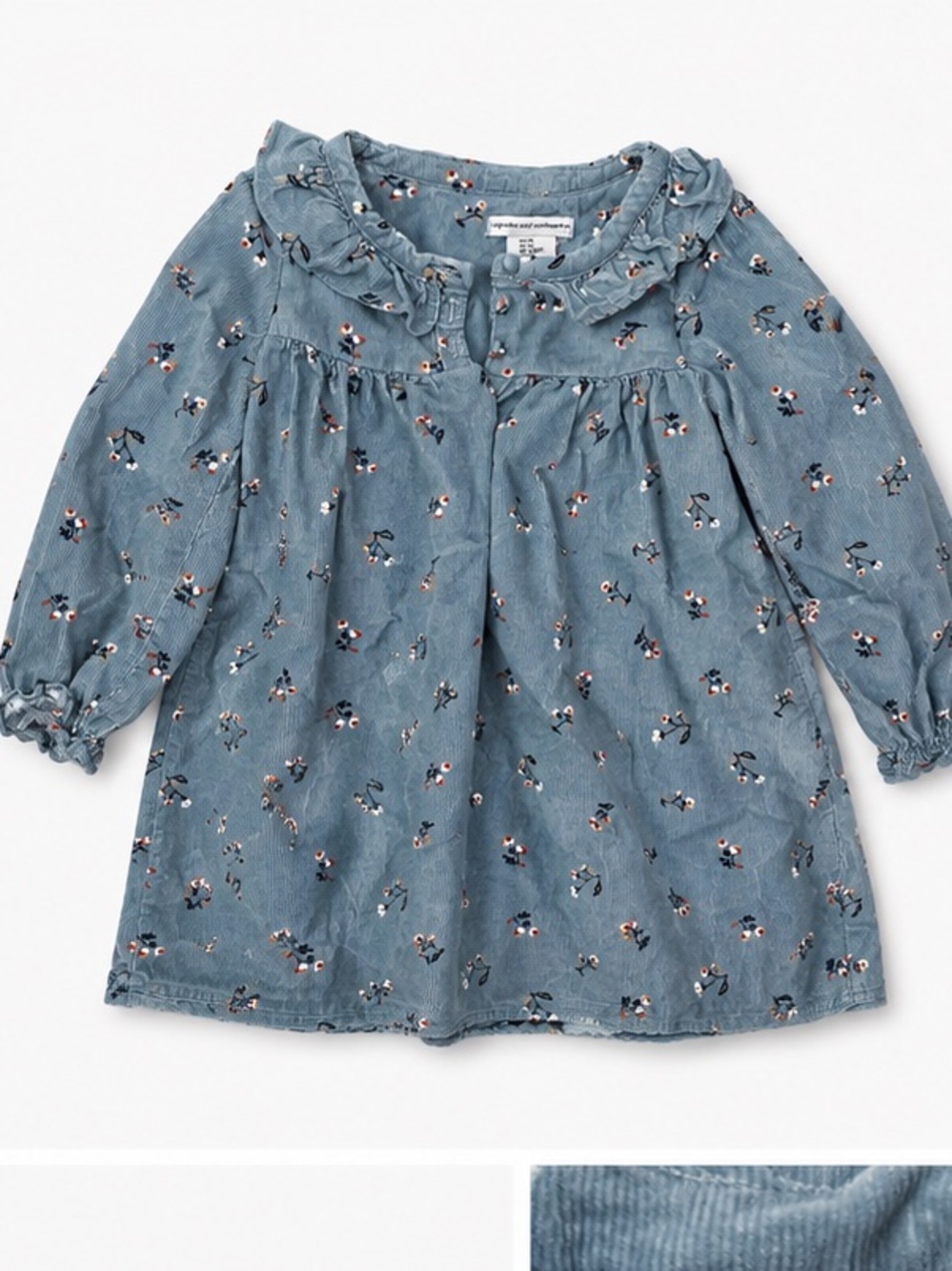 cupcakes & cashmere Blue Floral Corduroy Girls Dress